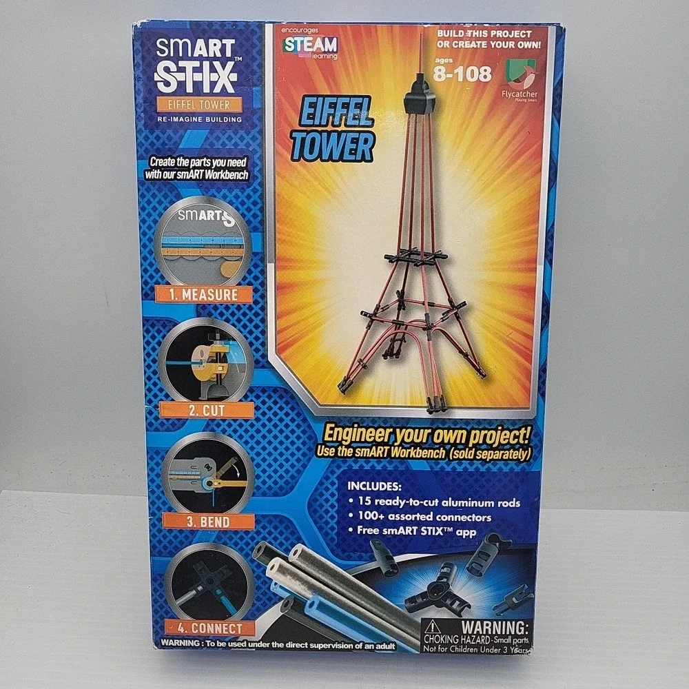 SmartStix Eiffel Tower Model Building Kit 115+ Pieces w/ Free App FlycatcherToys